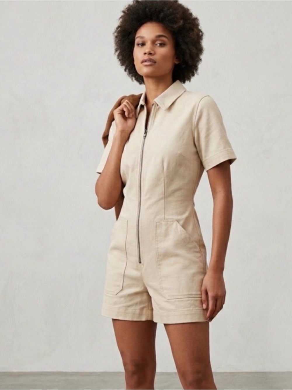 Everlane Denim Short Coverall Utility Romper Size 2